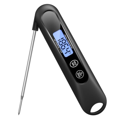 Digital Meat Thermometer with Backlight - Instant Read Food Thermometer Black