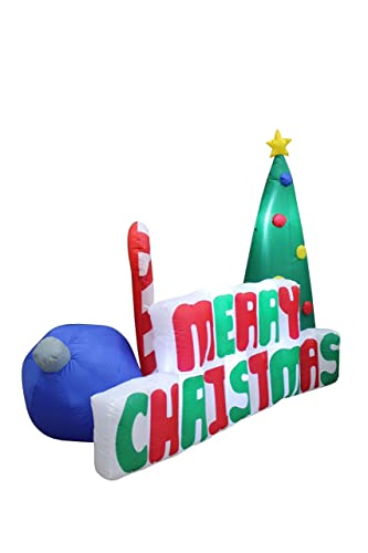 5ft Snowman & 6ft Christmas Tree Inflatable Bundle with Lights - Outdoor Holiday Decorations
