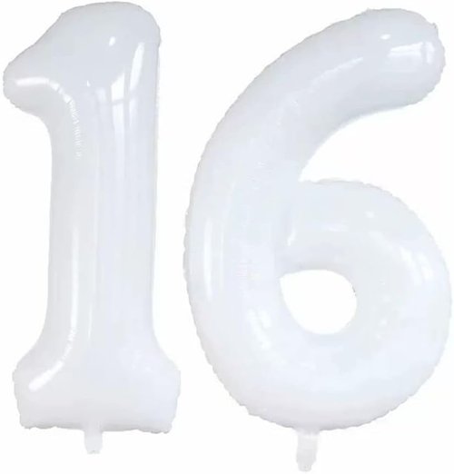 GOER Jumbo 16-Inch Foil Balloons - Sweet 16 Birthday Party Decorations | White Helium Balloons