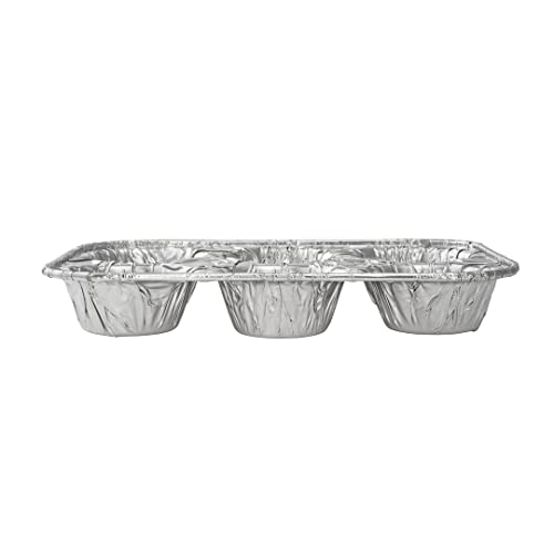 Restaurantware Pastry Tek 9.5 x 6.5 x 1.5 Inch Muffin Tins 25 Disposable Cupcake Pans - 6 Cavities Standard Size Silver Aluminum Baking Pans Durable For Baking Cupcakes Muffins or Mini Pies