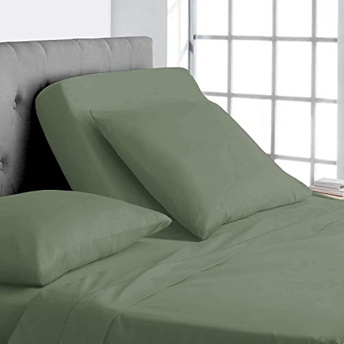 Split Top King Sheets for Sleep Number Bed - Sage, 34 Inch Deep Pocket, 4 Piece Set