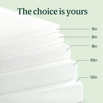 Zinus 6 Inch Full Green Tea Memory Foam Mattress [New Version], Fiberglass Free, Medium Firm Feel, Zoned Pressure Relief, Certified Safe Foams & Fabric, Mattress in A Box