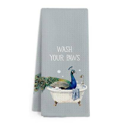 Gnmduw Peacock Hand Towels - Peafowl Bathroom & Kitchen Decor, 16x24 Inches - Peacock Variation