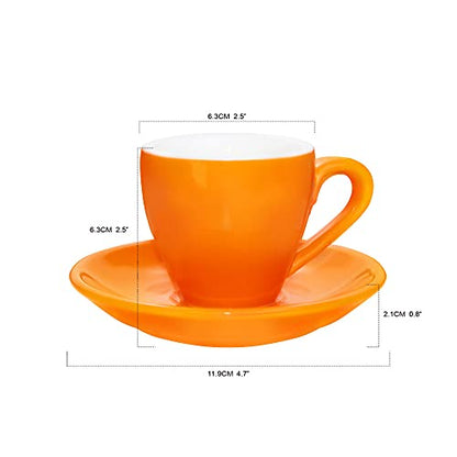 ionEgg Orange Porcelain Espresso Cup with Saucer 80ml - Coffee Shot Glass