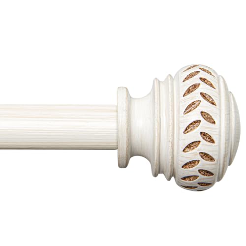 Adjustable White Curtain Rod 72-144 Inch with Antique Finials - Rustic Style