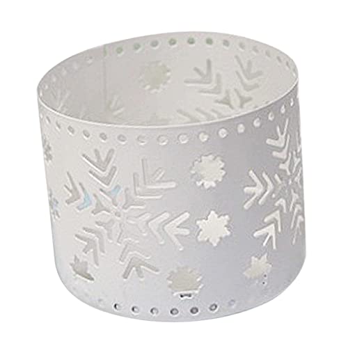 Christmas Iron Hollow Candle Holder Snowflake Design White Snowflake - Holiday Decor