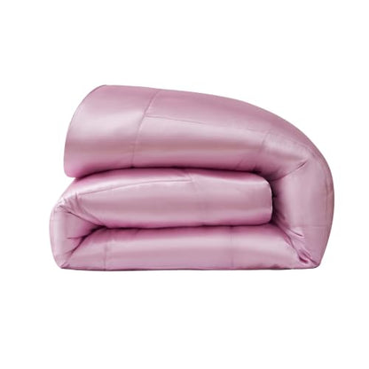 Full/Queen Satin Comforter - Pink Down Alternative Luxury Bedding