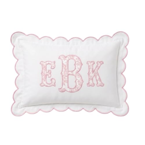 Personalized Embroidered Pillowcase - Custom Monogram with Scalloped Edge - 02