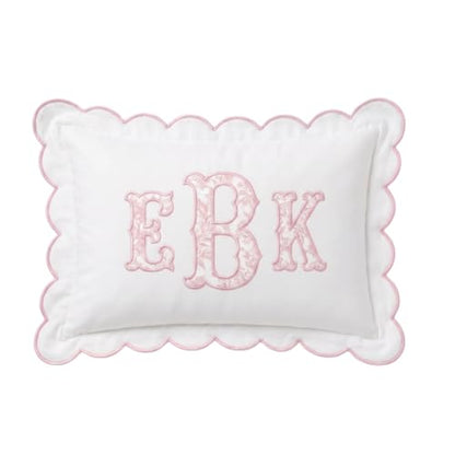 Personalized Embroidered Pillowcase - Custom Monogram with Scalloped Edge - 02
