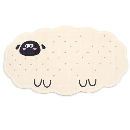 UNEEDE Non Slip Bathtub Mat for Kids Sheep Design - Safe Bath Accessory
