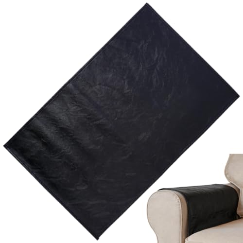 Black Faux Leather Couch Arm Cover Set Waterproof & Washable for Recliner, Sofa & Chair