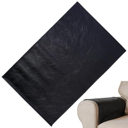 Black Faux Leather Couch Arm Cover Set Waterproof & Washable for Recliner, Sofa & Chair