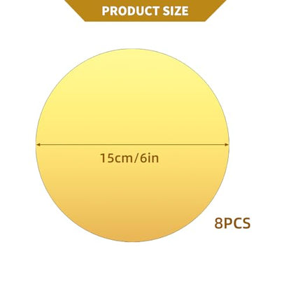 8PCS 6-Inch Gold Round Acrylic Mirrors for Centerpieces Wall Decor Candle Trays
