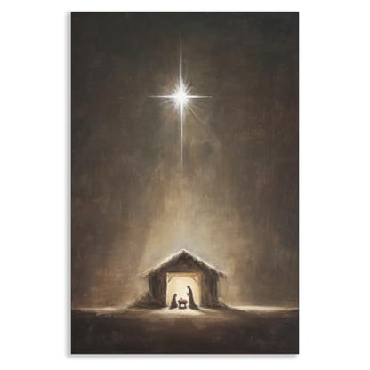 Unframed Christmas Nativity Scene Canvas Wall Art - Baby Jesus with Star of Bethlehem, 24x36 Inches, Religious Holiday Decor