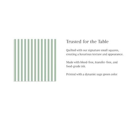 Green Striped Cocktail Napkins 5x5 Inches - 100 Count, Non-Toxic Ink
