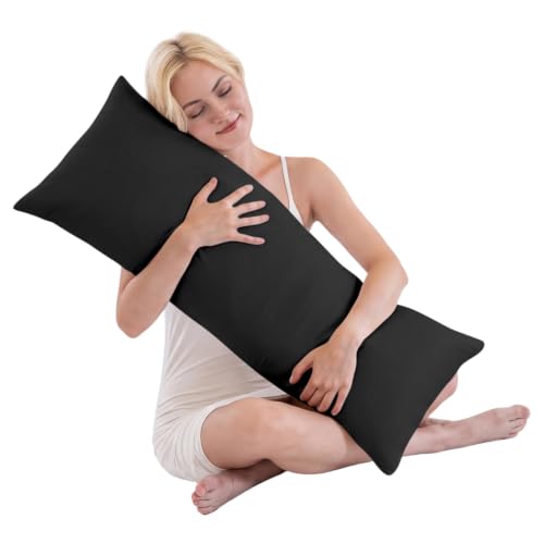 SHOUREN Body Pillow Black 14x36in for Side Sleepers & Maternity Support