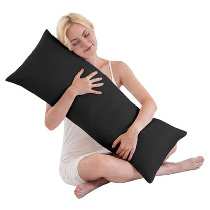 SHOUREN Body Pillow Black 14x36in for Side Sleepers & Maternity Support