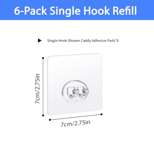 6-Pack Adhesive Shower Caddy Hooks - Waterproof Strong Bathroom & Kitchen Support