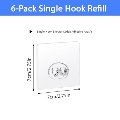 6-Pack Adhesive Shower Caddy Hooks - Waterproof Strong Bathroom & Kitchen Support