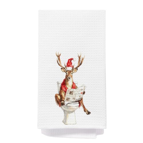 Christmas Reindeer Hand Towels for Bathroom 16x24 - Holiday Decor