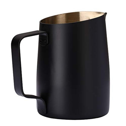 Dianoo Espresso Steaming Pitcher, Espresso Milk Frothing Pitcher Stainless Steel, Coffee Latte Art Cup 14.2 OZ (420ml) Black