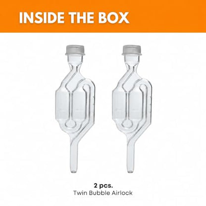 2-Pack Twin Bubble Airlocks for Fermentation of Beer Wine Cider & Kombucha