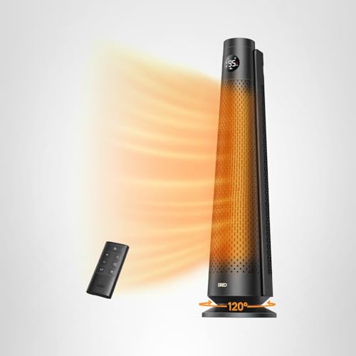 DREO Space Heater Large Room, 30" Electric Heaters with Remote, 120° Oscillation, Adjustable Thermostat, 5 Heat & 3 Fan levels, 8 Safety Protections, 25dB Quiet, 1-12H Timer, Heater for Office, Black