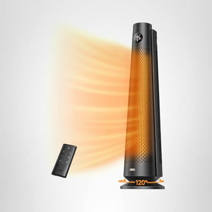 DREO Space Heater Large Room, 30" Electric Heaters with Remote, 120° Oscillation, Adjustable Thermostat, 5 Heat & 3 Fan levels, 8 Safety Protections, 25dB Quiet, 1-12H Timer, Heater for Office, Black