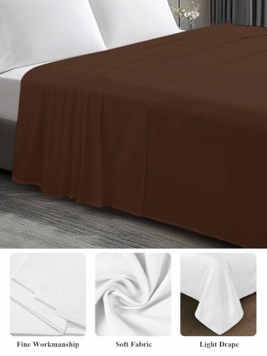King Mocha Flat Sheet - Soft Breathable Microfiber Bedding - Hotel Quality