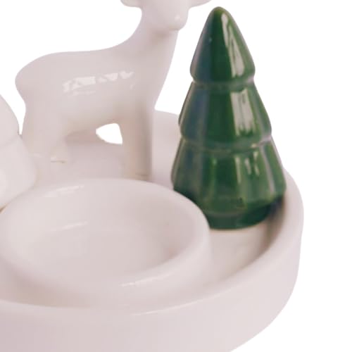 Ceramic Christmas Elk Candle Holder Table Centerpiece Holiday Decor