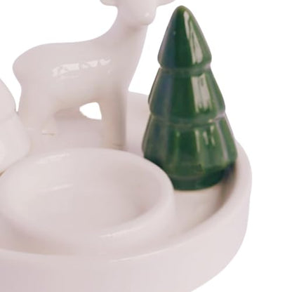 Ceramic Christmas Elk Candle Holder Table Centerpiece Holiday Decor