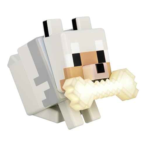 Paladone Minecraft Wolf GloBuddies 3D Colour Changing Light, Officially Licensed LED Night Lamp, Tap to Change Colour, Gaming Merchandise, Battery Powered