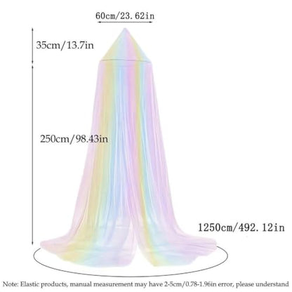 Girls Bed Canopy Rainbow Fly Netting - Breathable & Cute for Bedroom Decor