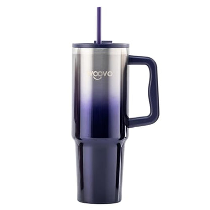 WOOVO 40 oz Tumbler with Handle and Straw, Insulated Coffee Mug with Splash Proof Lid, BPA Free Double Wall Stainless Steel Water Cup, Keep Beverages Cold, Gradient Purple