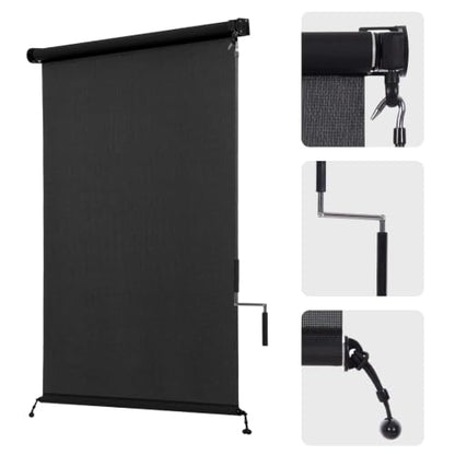 Outdoor Roller Shades 36W x 84H Black Solar Fabric Spliced Pole