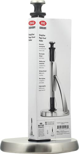 OXO Good Grips SimplyTear Paper Towel Holder - Stainless Steel (Silver & Black)