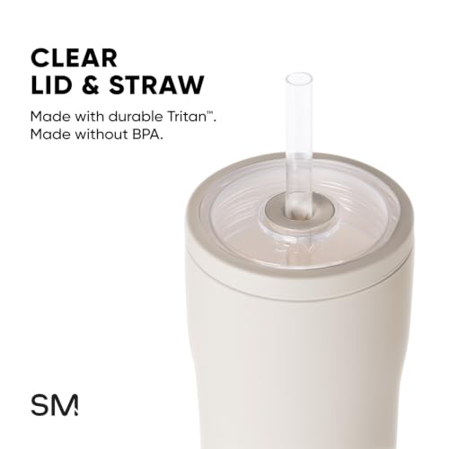 Simple Modern Glass Iced Coffee Cup with Straw Lid - 20oz Beige - Almond Birch Variation