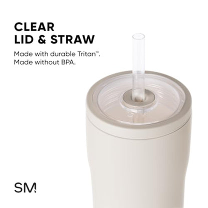 Simple Modern Glass Iced Coffee Cup with Straw Lid - 20oz Beige - Almond Birch Variation