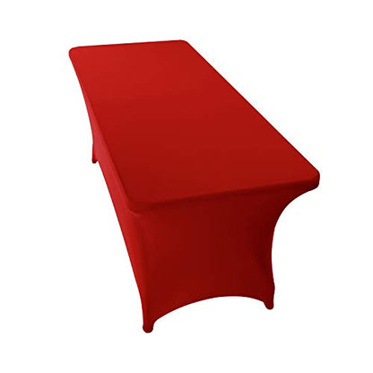 6FT Red Spandex Table Cover for Rectangular Tables - Holiday Party Decor