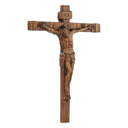 9.84in Handmade Catholic Wooden Wall Crucifix with Variation 9.8"L x 7.2"W - Religious Gift