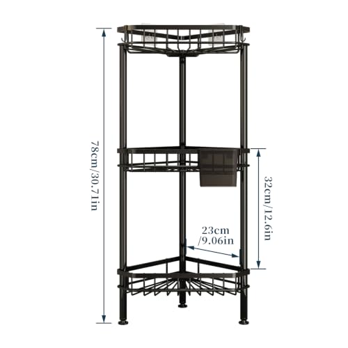 Black 3-Tier Corner Shower Caddy Stand Rustproof Bathroom Organizer