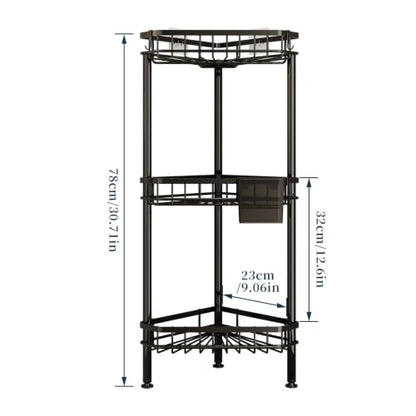 Black 3-Tier Corner Shower Caddy Stand Rustproof Bathroom Organizer
