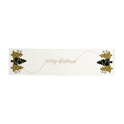 Christmas Tree Runner 18 x 72 Inches White Cotton Holiday Decor