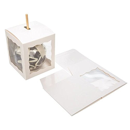 ClearBags 4" x 4" x 4 5/8" White Craft Paper Window Box with Attached PET Sheet(25 pieces) | Gift Box with Top Hole for Sticks | For Treats, Caramel Apple, Wedding or Party Favors | WGWG349