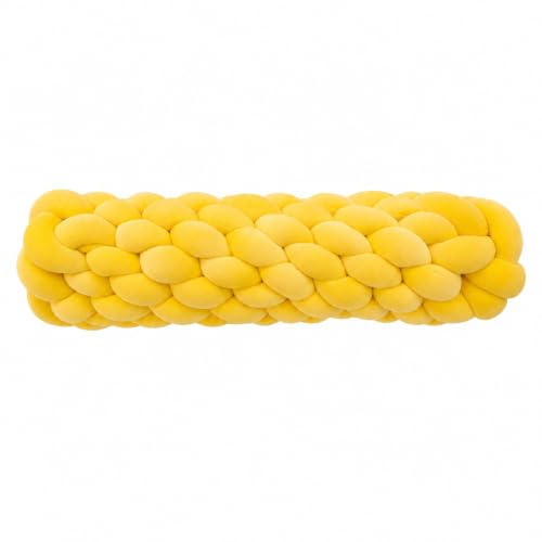 Chunky Braided Plush Bolster Pillow - Long Round Decorative Cushion for Sofa Bed Chair