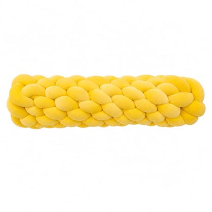 Chunky Braided Plush Bolster Pillow - Long Round Decorative Cushion for Sofa Bed Chair