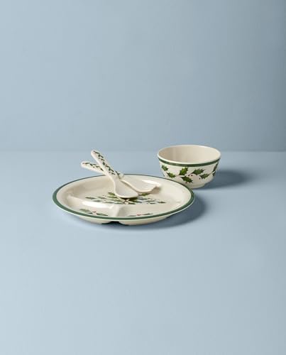 Children's Melamine Dinnerware Set - Christmas Holiday Themed 4 Pieces - Plate, Bowl, Fork & Spoon - Variation of This Listing