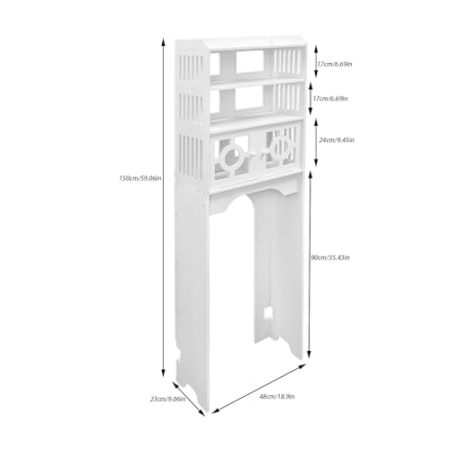 Over Toilet Storage Cabinet PVC 4-Tier Bathroom Organizer Shelf