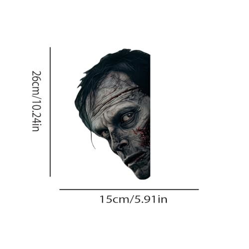 Halloween Zombie Window Clings - Double-Sided Bloody Zombie Face Vinyl Decals, Haunted House Decor - Head 3