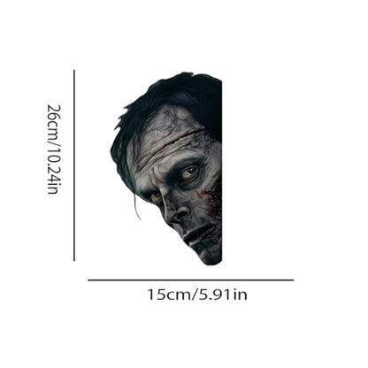 Halloween Zombie Window Clings - Double-Sided Bloody Zombie Face Vinyl Decals, Haunted House Decor - Head 3